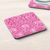 Art Nouveau Carnation Damask, Fuchsia Pink Untersetzer (Linke Seite)