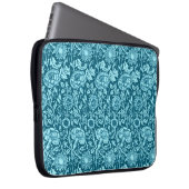 Art Nouveau Carnation Damask, Indigo und Sky Blue Laptopschutzhülle (Vorne Rechts)