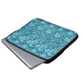 Art Nouveau Carnation Damask, Indigo und Sky Blue Laptopschutzhülle (Vorne Knopf)