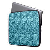 Art Nouveau Carnation Damask, Indigo und Sky Blue Laptopschutzhülle (Vorderseite Links)