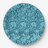 Art Nouveau Carnation Damask, Indigo und Sky Blue Pappteller (Vorderseite)