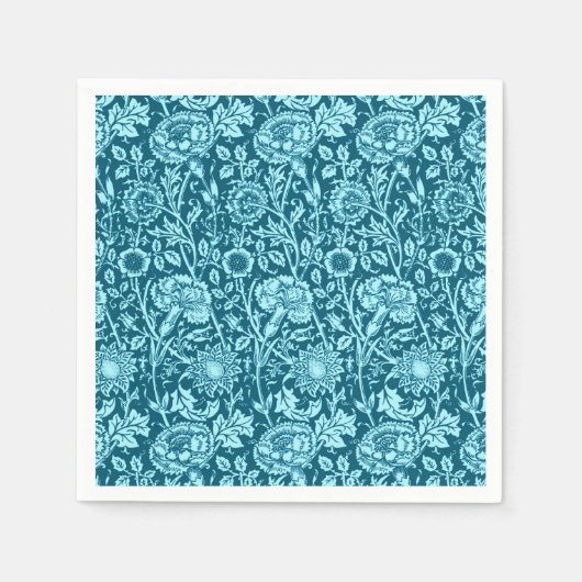 Art Nouveau Carnation Damask, Indigo und Sky Blue Serviette (Vorderseite)