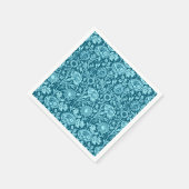 Art Nouveau Carnation Damask, Indigo und Sky Blue Serviette (Ecke)