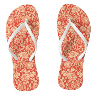 Art Nouveau Carnation Damask, Mandarin Orange Badesandalen