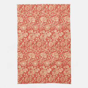 Art Nouveau Carnation Damask, Mandarin Orange Geschirrtuch