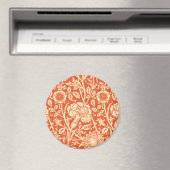 Art Nouveau Carnation Damask, Mandarin Orange Magnet (In Situ (Geschirrspüler))