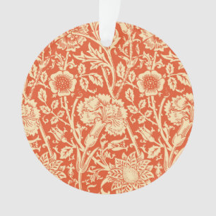 Art Nouveau Carnation Damask, Mandarin Orange Ornament