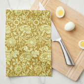 Art Nouveau Carnation Damask, Mustard and Yellow Geschirrtuch (Viertel Falte)
