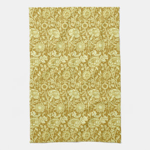 Art Nouveau Carnation Damask, Mustard and Yellow Geschirrtuch