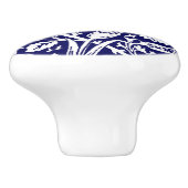 Art Nouveau Carnation Damask, Navy und White Keramikknauf (Seitenansicht)