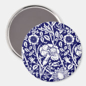 Art Nouveau Carnation Damask, Navy und White Magnet (Vorderseite/Rückseite)