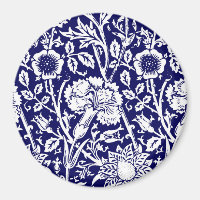 Art Nouveau Carnation Damask, Navy und White
