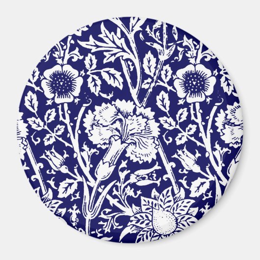 Art Nouveau Carnation Damask, Navy und White Magnet (Vorne)