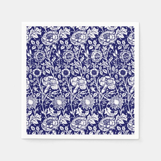 Art Nouveau Carnation Damask, Navy und White Serviette (Vorderseite)
