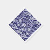 Art Nouveau Carnation Damask, Navy und White Serviette (Ecke)