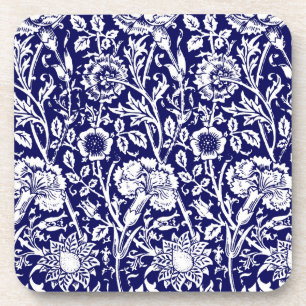 Art Nouveau Carnation Damask, Navy und White Untersetzer