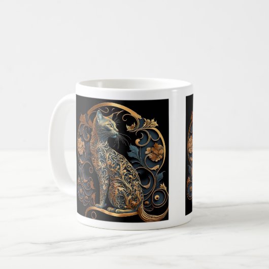 Art Nouveau Cat Classic Tasse, 11 oz Kaffeetasse (Vorderseite Links)