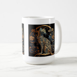 Art Nouveau Cat Classic Tasse, 15 oz Kaffeetasse