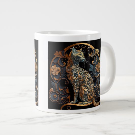 Art Nouveau Cat Espresso Tasse (Vorderseite Rechts)