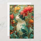 Art Nouveau Cat Feiertagskarte (Vorne/Hinten)