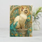 Art Nouveau Cat Feiertagskarte (Stehend Vorderseite)
