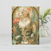 Art Nouveau Cat Feiertagskarte (Stehend Vorderseite)