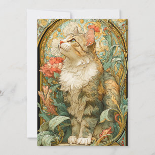 Art Nouveau Cat Feiertagskarte