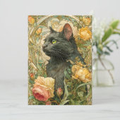 Art Nouveau Cat Feiertagskarte (Stehend Vorderseite)