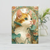 Art Nouveau Cat Feiertagskarte (Stehend Vorderseite)