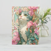 Art Nouveau Cat Feiertagskarte (Stehend Vorderseite)