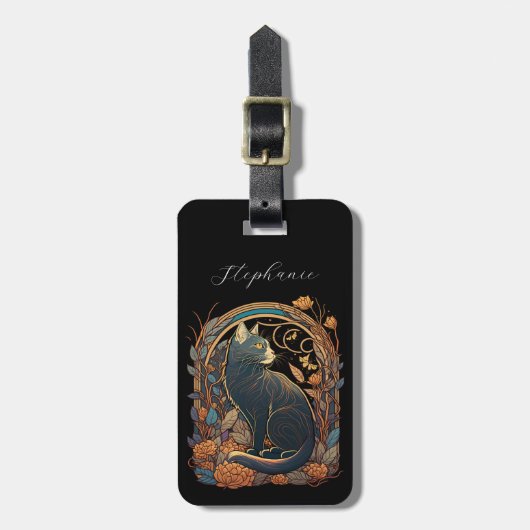 Art Nouveau Cat Luggage Tags Gepäckanhänger (Vorderseite vertikal)