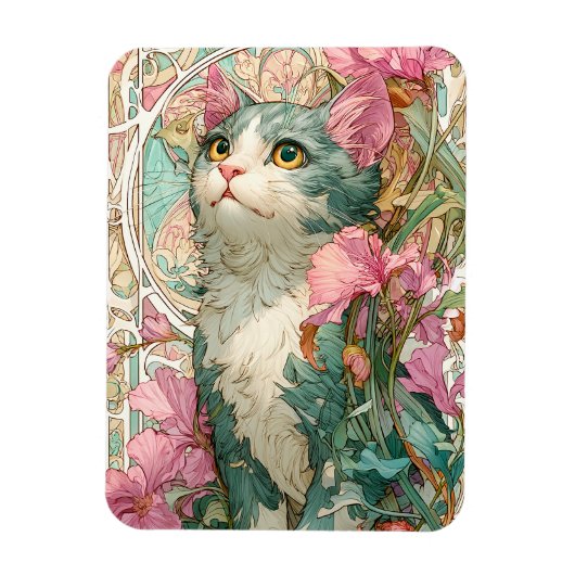 Art Nouveau Cat Magnet (Vertikal)