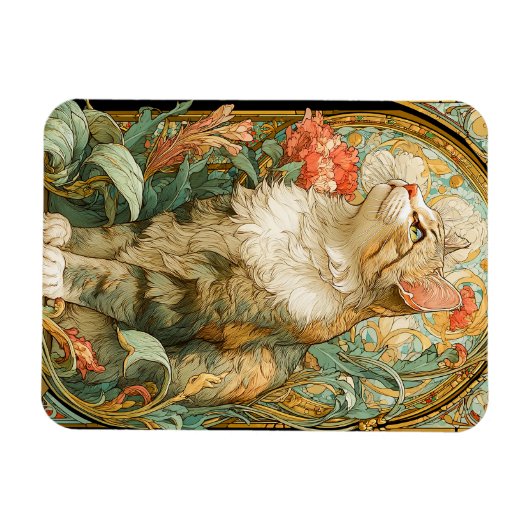 Art Nouveau Cat Magnet (Horizontal)