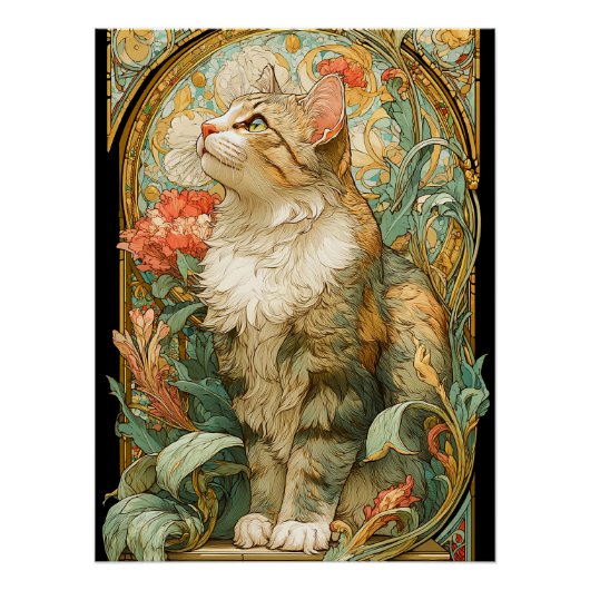 Art Nouveau Cat Poster (Vorderseite)