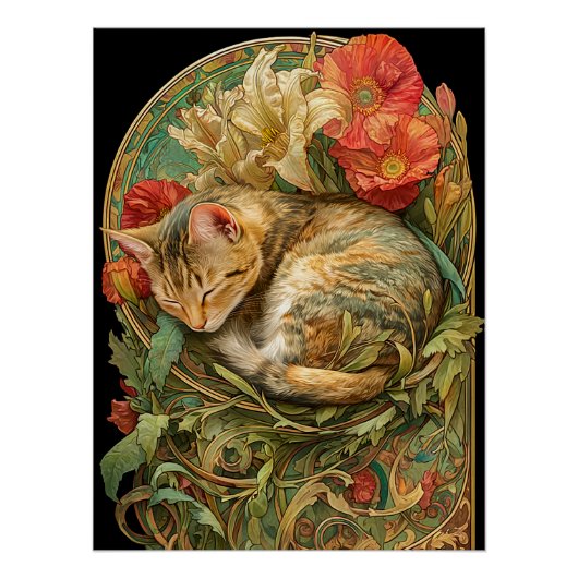 Art Nouveau Cat Poster (Vorderseite)