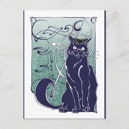 Art Nouveau Cat Postkarte (Vorderseite)