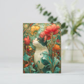 Art Nouveau Cat Postkarte (Stehend Vorderseite)