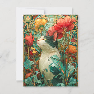 Art Nouveau Cat Postkarte