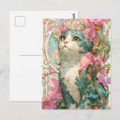 Art Nouveau Cat Postkarte (Vorne/Hinten)