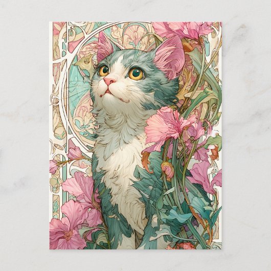 Art Nouveau Cat Postkarte (Vorderseite)