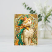 Art Nouveau Cat Postkarte (Stehend Vorderseite)