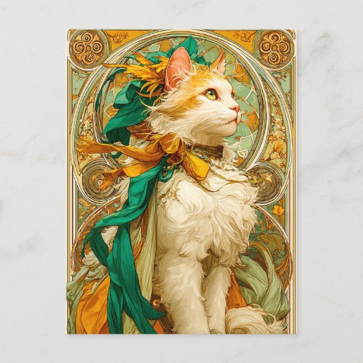 Art Nouveau Cat Postkarte (Vorderseite)