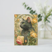 Art Nouveau Cat Postkarte (Stehend Vorderseite)