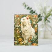 Art Nouveau Cat Postkarte (Stehend Vorderseite)