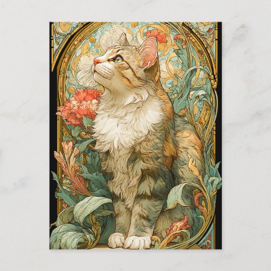 Art Nouveau Cat Postkarte (Vorderseite)