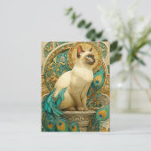 Art Nouveau Cat Postkarte (Stehend Vorderseite)