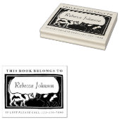 Art Nouveau Cats Book Label Gummistempel (Stempel)