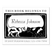 Art Nouveau Cats Book Label Gummistempel (Prägung)