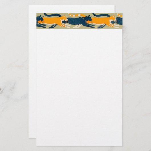 Art Nouveau Cats Briefpapier (Vorne/Hinten)