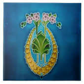Art Nouveau ceramic fireplace wall tile blue Fliese (Vorderseite)
